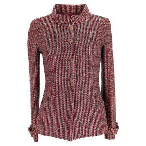 Chanel Tweed Jacket in Burgundy Wool